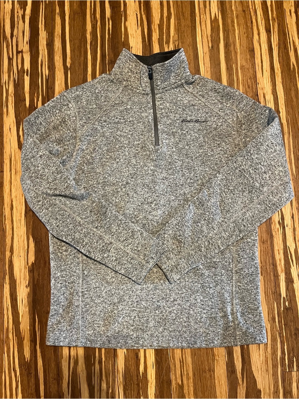 Eddie Bauer Men’s Large Heather Gray Fleece Quarter Zip Pullover